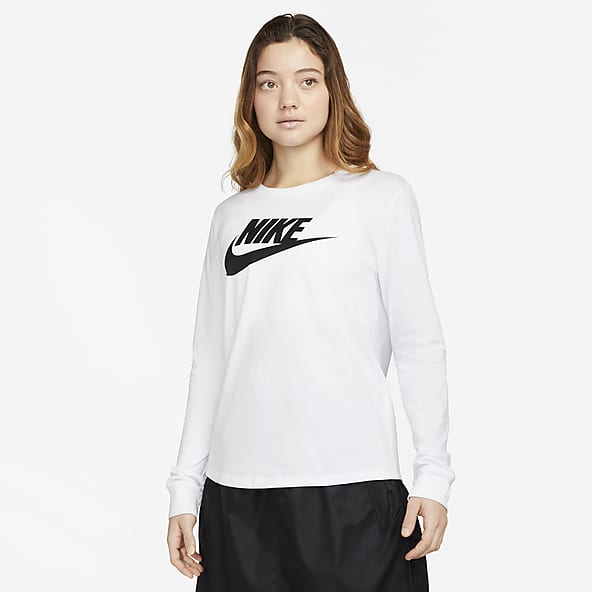 Nike long sleeve white women's top hot sale